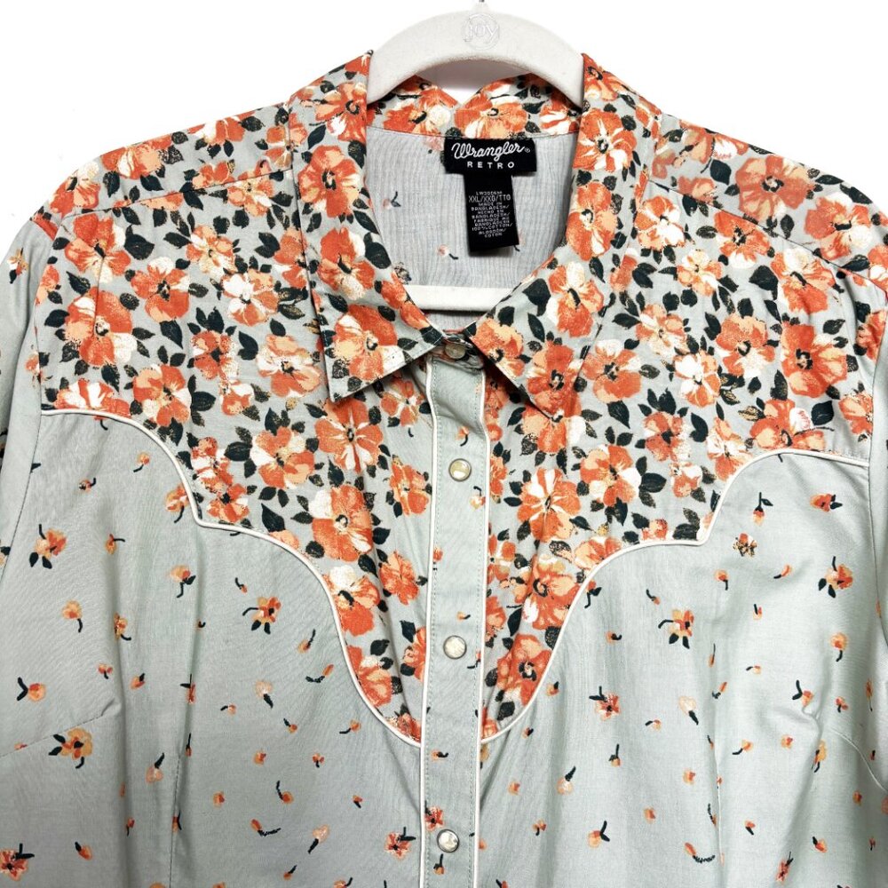 Wrangler Retro Long Sleeve Cowgirl Pearl Snap Western 100% CottonShirt Size XXL